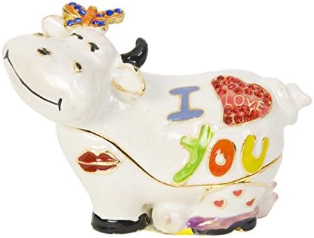Love Cow. Bejeweled Trinket Box. Hand painted, embellished with Swarovski Crystals. Comes with a matching necklace.