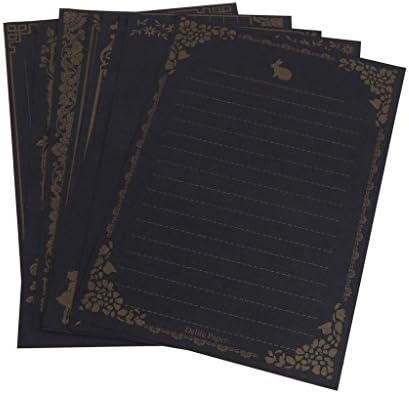 SELFON 8 Sheets Vintage Retro Design Writing Letter Stationery Paper Pad Note (Black)