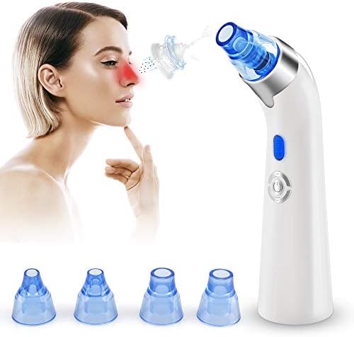 Fuzhoutuogu Blackhead Remover Pore Vacuum - USB Rechargeable Facial Acne Cleaner Comedone Suction Treatment LED Display with 4 Replaceable Suction Head (Blue)