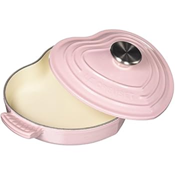 Le Creuset L2002-0214 Enameled Cast Iron 1 1/8 quart Shallow Heart Oven with Stainless Steel Knob, 1-1/8, Hibiscus
