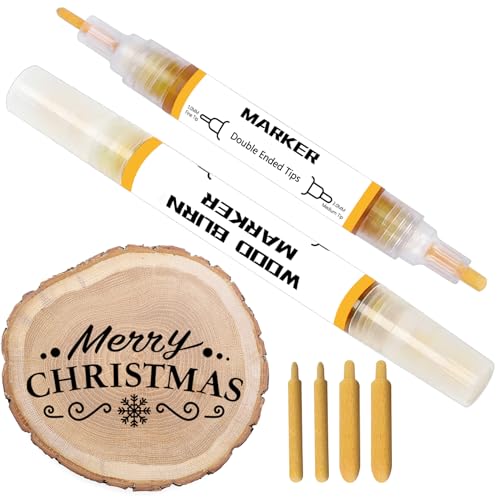 1DFAUL Wooden Burning Marker, 2PCS Scorch Pen for Wood Burn, Double Sided Art Wood Burn Paste Marker, Accurately & Easily Burn Designs on Wood & Crafts, Suitable for Beginners DIY Wood