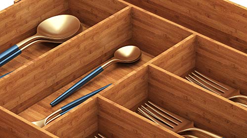 Miko Bamboo Expandable Kitchen Drawer Organizer - Multi Purpose - Cutlery Tray - Thumbnail 3