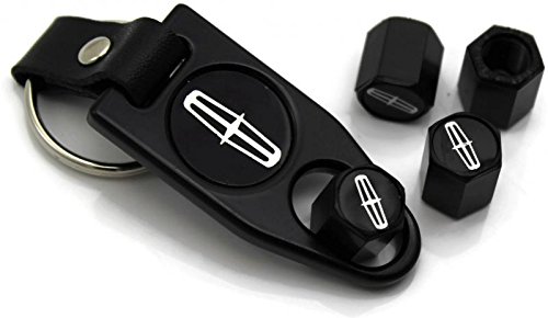 Click Here to See More Images Lincoln Wheel Air Tire Valve Caps Black Tool Cover ABS Plastic Key Chain
