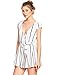 Romwe Women's Casual Vertical Striped Jumpsuit Romper with Belt White S