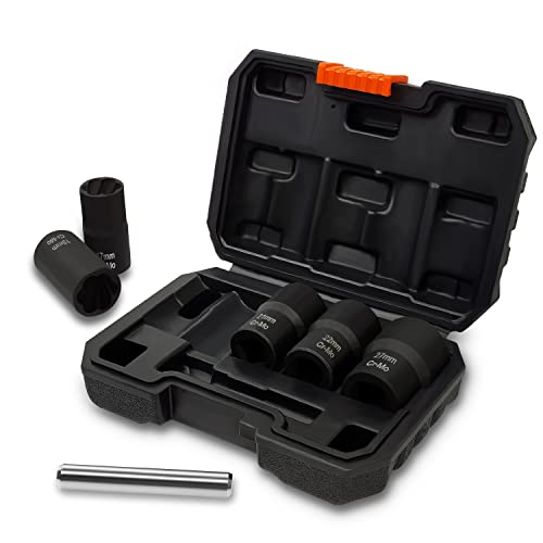 AKM Bolt Extractor Set, 6 Pieces Lug Nut Socket Set, Stripped Lug Nut