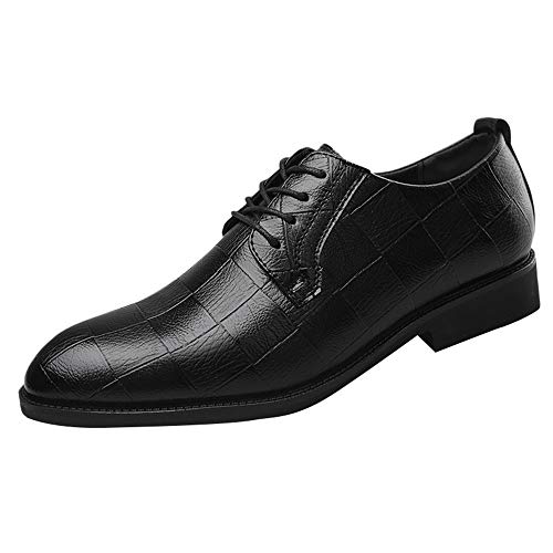 Mens Oxford Shoes Size 5.5-10.5, Aurorax Leather Pointed Toe Lace up Dress Shoes for Business Wedding Party