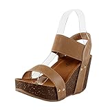 Refresh Women's Mara-10 Platform Cork Wedge High Heel Sandal Taupe 10 B(M) US