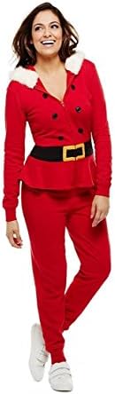 Bethany Mota Zipper Front Hooded Santa Jumpsuit True Red GNOME S New A273796