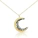 ONDAISY Black Cz Gypsy Planet Half Crescent Sailor Luna Moon Pendant Charm Chain Necklace