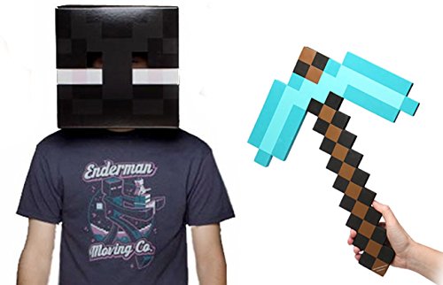 Minecraft Enderman Head & Diamond Pickaxe Costume Set