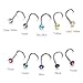 Charisma 10pcs 20G Nose Studs Bone Nose Ring Twist Stainless Steel Crystals Nose Studs Rings Bone Bar Pin Colored Piercing Jewelry, 3.0mm