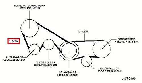 Infiniti Genuine Compressor Power Steering Alternator Fan Belt