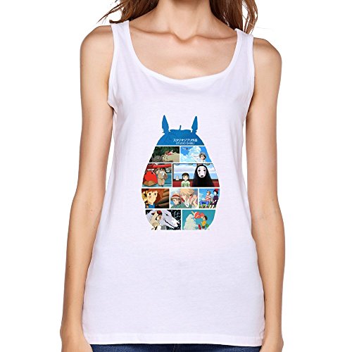 Women Totoro Spirited Away Cliff Personalized 100% Cotton Tank Top White Size S