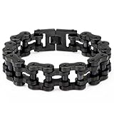Trendsmax 23mm Heavy Mens Chain Motorcycle Biker Black Tone 316L Stainless Steel Bracelet 7-11inch