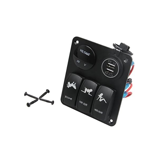 Vennas-Marine-Car-Switch-Panel-3-Gang-with-1-Charger-With-2-USB-Slot-Blue-LED-Light-5pin-Onoff-Rocker-Switch