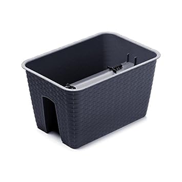 Blumenkasten Balkonkasten Railing Geländerkasten Blumentopf 4 Farben Rattan Optik 2 Größen von rg-vertrieb (400 Anthrazit)