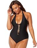 Swimsuits for All Women's Ashley Graham VIP One Piece Swimsuit 16 Black