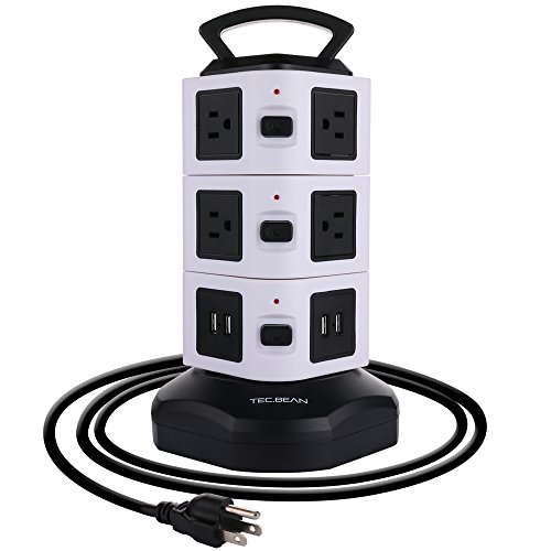 Tec.bean 3m 4 usb power strip 10 way outlet extension l…