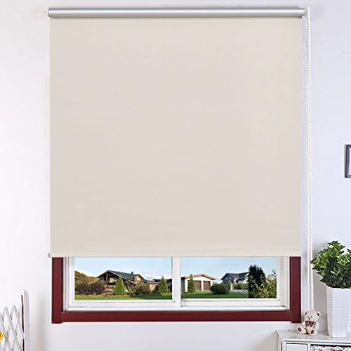GJH One Roller Full Blinds Sunscreen Blackout Curtain Sun Shade Window 22"x60" (Beige)
