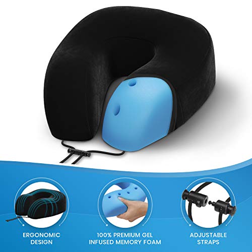Everlasting Comfort 100 Memory Foam Travel Neck Pillow, Gel Infused