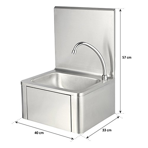 Mahlzeit Edelstahl Handwaschbecken mit Kniebetätigung und Seifenspender | Waschbecken für hygienisches Händewaschen… – Bild 6