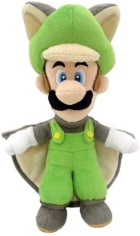 New Genuine Nintendo 9" Msabi Luigi Flying Squirrel Plush Super Mario Doll