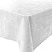 LEEVAN Wipe Clean Heavy Weight Stylish Geometry Pattern White Table Cover Spill-proof Water-proof Oil-proof Vinyl PVC Tablecloth, Rectangle 54 x 108 Inch