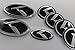 Exotic Store KA-S7B 7 Pieces 2011-2015 Fit for KIA OPTIMA K5 3D Carbon Fiber Chrome Black WING Logo Front+ Trunk+ Steering wheel+ Rim center Caps Stickers TURBO Kit Emblem Badges (Black)
