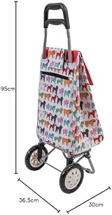 Sabichi Pug Multicoloured Folding 40L Shopping Trolley - 2 Wheel Steel Frame view 4