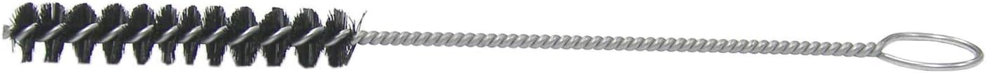 Weiler 44112 8-1/2" Length, 3/4" Diameter, 1/8" Stem Diameter, Straight Black Nylon Fill, Power And Hand Nylon Tube Brush With Loop Handle