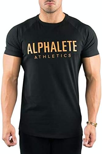 Men's Casual T-Shirt Short Sleeve O Neck Bodybuilding Top Letter Printed Funny Tee Shirt