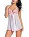 Avidlove Women Bridal Lingerie White Lace Babydoll Splicing Chemise V neck Sleepwear White L