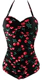 Fitglam 50s Vintage Swimwear Swimsuit Bathing Suit for Women One Piece Push Up