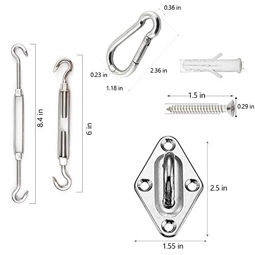 YOFIT Sonnensegel-Befestigungsmaterial-Set, 15,2 cm, zur Installation dreieckiger Sonnensegel, 304 Edelstahl, für Garten… – Bild 3