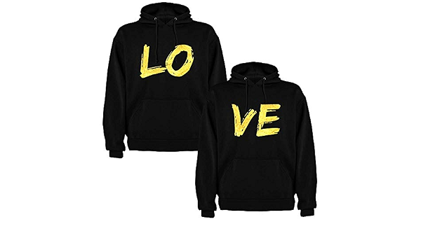 Dalim Pack de 2 Sudaderas Negras para Parejas Love Dorado: Amazon.es: Ropa
