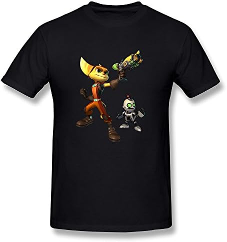 HAOJIA Men's Cute Ratchet And Clank Game T-shirt S Black