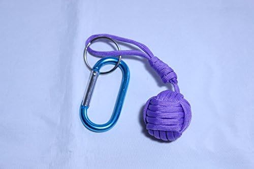 Paracord Key Chain, Monkey Fist Knot Paracord Key Chain with Carabineer, Purple Paracord Key Fob and Key Chain, Handmade Key Chain,