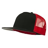 5 Panel Prostyle Trucker Caps - Black Black Red