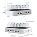 Multi Device Charging Station with Switch JZBRAIN 5 Ports Total 40W for Apple Samsung etc Cellphones and Tablets (White, 5 Short Cables Included)