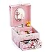 RR ROUND RICH DESIGN Kids Musical Jewelry Box for Girls with Drawer and Jewelry Set with Ballerina Theme - Swan Lake Tune Pink