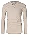 MrWonder Men's Casual Linen and Cotton V Neck Long Sleeve Henley T-Shirts