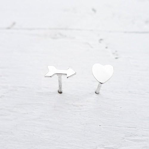 Arrow and Heart Stud Earrings