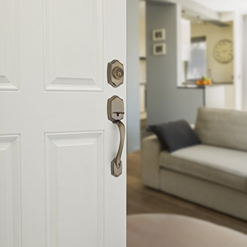 Kwikset Belleview Front Door Lock Handle and Deadbolt Set, Entry Handleset Exterior with