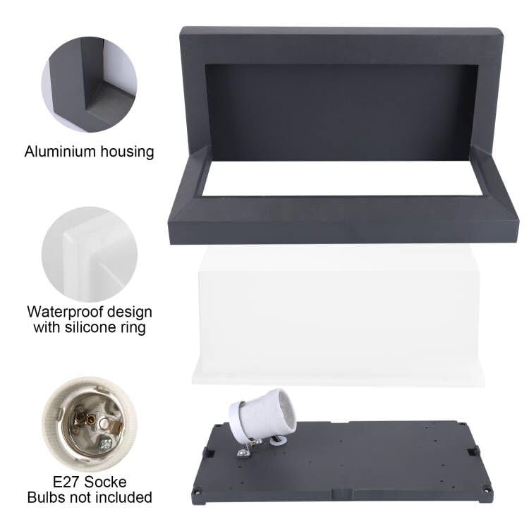 Klighten 2pcs E27 Outdoor Wall Light, 60W E27 Wall Light, IP65 Outdoor Wall Lamp for Indoor and Outdoor Use, Anthracite, (No Bulb)