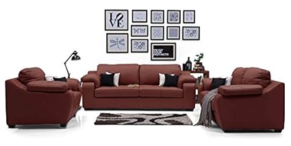 Zikrak Exim Six Seater Leatherette Sofa Set 3 2 1 Sofa In Wine