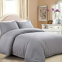 EASELAND Duvet Cover Set Queen Grey 3 Pcs-1 Microfiber Duvet Cover Matching 2 Pillowcase Wrinkle, Fade, Stain Resistant.（ Without Duvet and Pillow