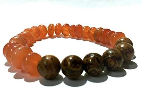 CA AGATE Red Carnaline & Mariam Jasper Round Shape Bracelet Hand Items.