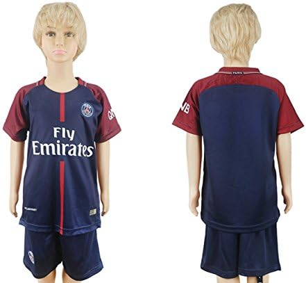 SPOFASH Youth Paris Saint Germain Soccer Jersey Shorts Fan Replica Uniform Soccer Kit Kids- Blue