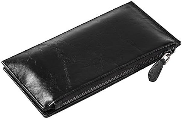 Amazon Drawingiq 長財布 メンズ 本革 財布 シンプル 軽量型 大容量カードポケット多数 高級レザー ファスナーウォレット スマホポケット付き A 財布