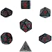 Chessex Polyhedral 7-Die Velvet Dice Set - Black With Red 27478